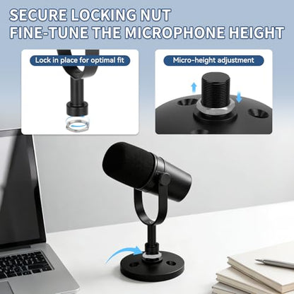 Desktop Microphone Stand for Shure MV7i/MV7x | Secure & Space-Saving Desk Stand for Shure MV7i and MV7x Podcast Mic,Detachable microphone base with locking nut - size: for Shure MV7i/MV7x