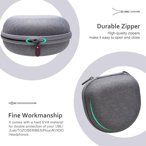 Headphone Case for JLab/Beats/TOZO/BERIBES/Picun Etc Headphones, Gray | for JLab JBuds Lux ANC/Go Lux ANC, Beats Studio Pro/Solo 4 3,TOZO HT3,KVIDIO Etc Headphone, Hard Shell Case for Travel Home - color: Gray