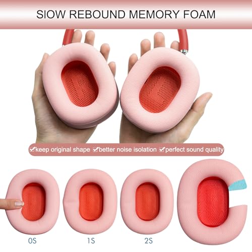 GEVO Upgraded Ear Cushions Replacement Earpads for AirPods Max 1 & 2 Headphones, Protein Leather Ear Pads Ear Covers Cups with Memory Foam and Magnet for AirPods Max 1 & 2 (Pink) - color: Pink