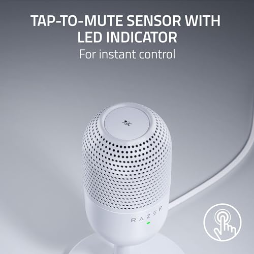 Razer Seiren V3 Mini USB Microphone: Condenser Mic-Supercardioid Pickup Pattern-Tap-to-Mute Sensor with LED Indicator-Shock Absorber-Ultra Compact-PC,Discord, OBS Studio, XSplit-White (Pack of 10) - size: Mini (Pack of 10)
