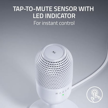 Razer Seiren V3 Mini USB Microphone: Condenser Mic-Supercardioid Pickup Pattern-Tap-to-Mute Sensor with LED Indicator-Shock Absorber-Ultra Compact-PC,Discord, OBS Studio, XSplit-White (Pack of 10) - size: Mini (Pack of 10)