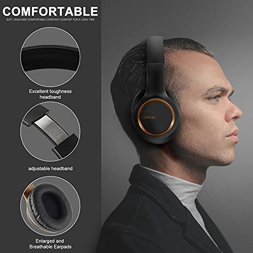 LORELEI X8 Over-Ear Wired Headphones with Microphone with 1.45m-Tangle-Free Nylon Line&3.5mm Plug,Lightweight Foldable & Portable Headphones for Smartphone,Tablet,Computer,Mp3/4(Black-Gold) - color: Black-Gold