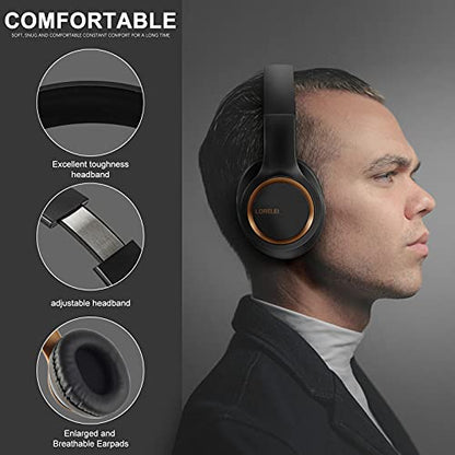 LORELEI X8 Over-Ear Wired Headphones with Microphone with 1.45m-Tangle-Free Nylon Line&3.5mm Plug,Lightweight Foldable & Portable Headphones for Smartphone,Tablet,Computer,Mp3/4(Black-Gold) - color: Black-Gold