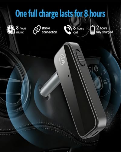 Bluetooth 5.4 Car Receiver, 2-in-1 Aux Bluetooth Adapter | 3.5mm Receiver Transmitter, Built-in Mic Hands-Free Calls Crystal Clear Sound, for Cars Headphones Home Stereo Speakers