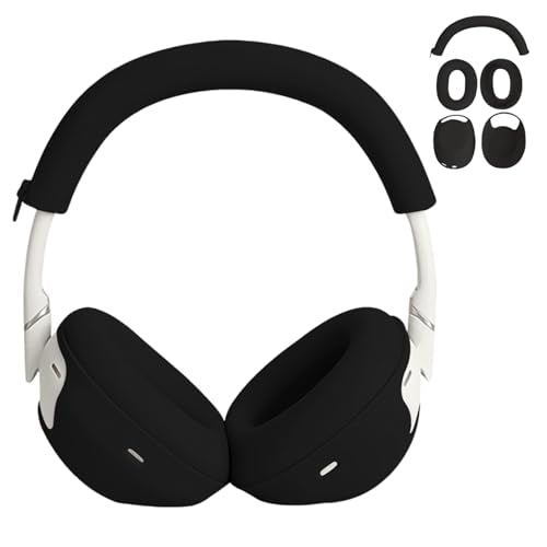 Adhiper 3-in-1 Silicone Sweat Case Cover for Sony WH-1000XM6 Headphones, XM6 Covers Accessories Silicone Ear Pads Covers & Headband Cover & Ear Cups Protector, Washable & Sweatproof - Black - color: Black