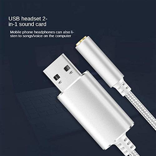 USB to 3.5mm Headphone and Microphone Jack Audio Adapter with 3.5mm Combo Aux Stereo Converter for Headset Mac PS4 PC Laptop Desktops External Sound Card Audio for Windows (100cm, White) - color: white