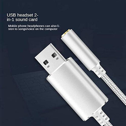 USB to 3.5mm Headphone and Microphone Jack Audio Adapter with 3.5mm Combo Aux Stereo Converter for Headset Mac PS4 PC Laptop Desktops External Sound Card Audio for Windows (100cm, White) - color: white