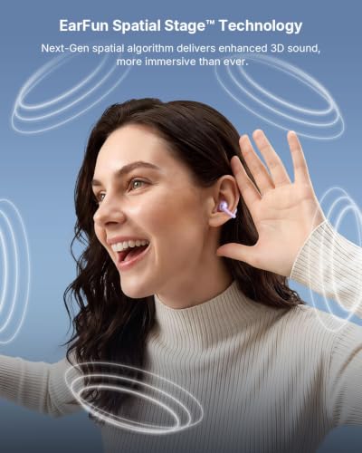 EarFun Clip 2 Open Ear Earbuds, Clip On Headphones, AI Translation Earbuds | LDAC, Hi-Res Audio, Bluetooth 6.0 for Running, Workout, 12mm Titanium Driver, 4 Mics AI Clear Call, Secure Fit, 40H, Violet - color: Violet