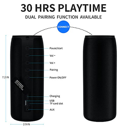 Musibaby M88 Bluetooth Speaker, 40H Playtime, Deep Bass, Black | Compact rechargeable speaker with deep bass, 30H playtime, USB/AUX/TF playback and dual pairing for home or travel. - color: Black