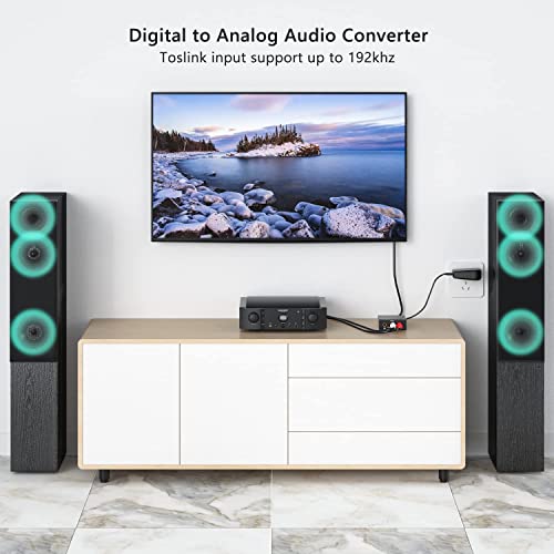 Digital to Analog Audio Converter 192KHz, DAC Digital SPDIF Coaxial Optical Convert to L/R RCA, Toslink Optical to 3.5mm Jack Audio Adapter for PS4 HD DVD Home Cinema Systems