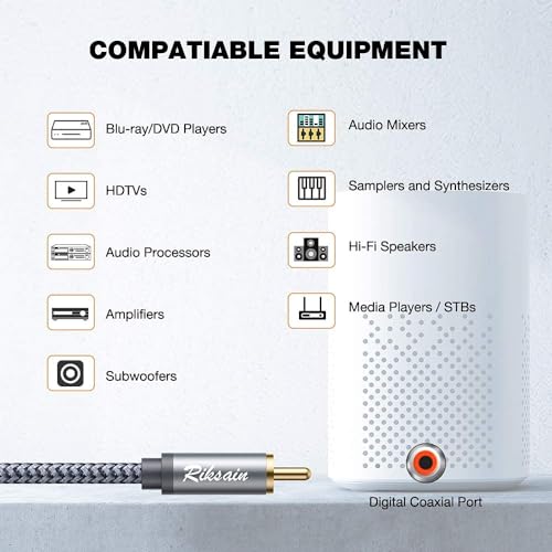 RCA Y Splitter Cable 2Pack,1 Male to 2 Female Audio Cord - 6FT | Gold-Plated Connector & Alloy Shell RCA Splitters ,RCA Y Adapter Audio Cord Speakers,CD/DVD Players,Subwoofers - size: 1.8m/6ft