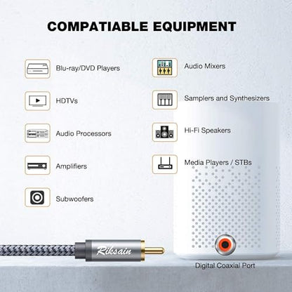 RCA Y Splitter Cable 2Pack,1 Male to 2 Female Audio Cord - 6FT | Gold-Plated Connector & Alloy Shell RCA Splitters ,RCA Y Adapter Audio Cord Speakers,CD/DVD Players,Subwoofers - size: 1.8m/6ft
