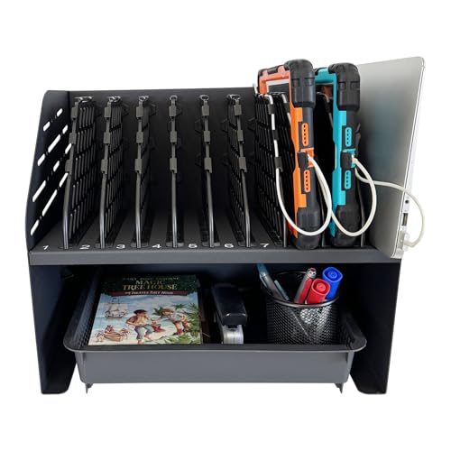 10-Device Laptop & Tablet Charging Station with 6 AC & 4 USB | Fast Charging for Chromebooks, iPads & Devices up to 15.6", Ideal for Classrooms, Schools, Offices & Libraries,Black - size: 10-Device