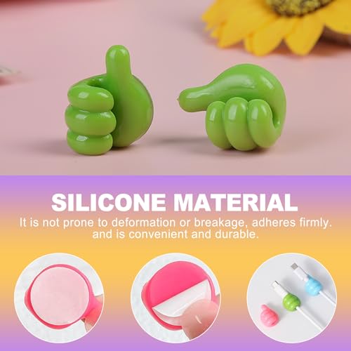 32 Pack Thumbs Up Wall Hooks, Self-Adhesive Silicone Clips for Cable Management, Key Holder, Desk Organizer, Fun Decorative Hooks for Office and Home