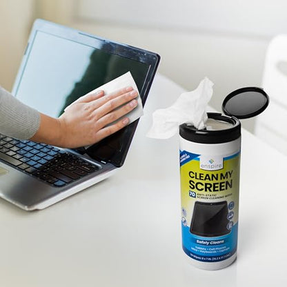 enspire® CLEAN MY SCREEN; Anti-Static Screen and Electronics Cleaning Wipes; 70 Count Tub; 905105 - size: 70 Count (Pack of 1)