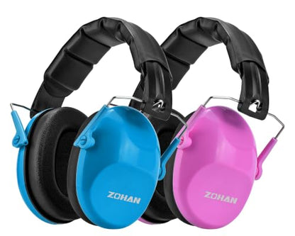 ZOHAN Kids Noise Cancelling Headphones - 25dB NRR Kids Ear Protection 2 Pack, Hearing Protection Safety Ear Muffs for School Monster Truck Fireworks Travel Studying Concerts Autism, Blue and Pink - color: Blue+hot Pink