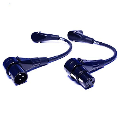 CNCESS Right-Angle 3핀 XLR 암-수 케이블, 2팩 | 연장 / 패치 케이블