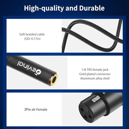 Rotatable Right-Angle XLR to 1/8" Female Cable, Adjustable-Angle Low-Profile XLR Female to 3.5mm Microphone Adapter Connector, 1 FT - color: 35F_XLRF