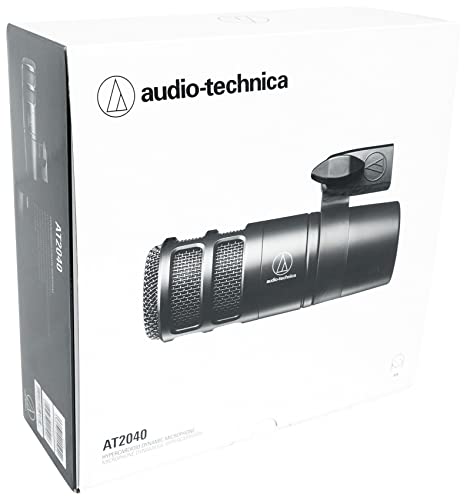 Audiosavings Bundle: Audio Technica AT2040 Hypercardioid Dynamic Broadcast/Podcast Microphone Mic Bundle with Rockville PRO-M50 Studio Headphones w/Detachable Coil Cable, Case+Extra Ear Pad (2 Items)