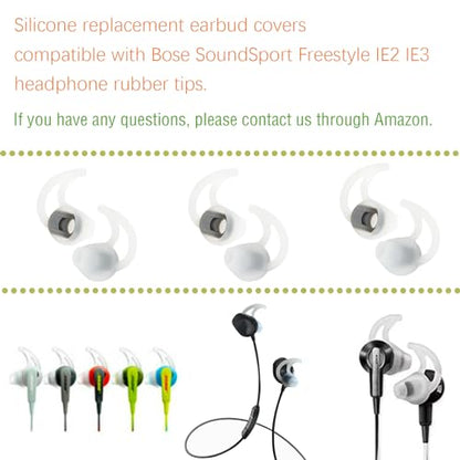 Medium Silicone Earbuds Pads Replacement Earbud Tips Compatible with Bose SoundSport Freestyle IE2 IE3 Headphone Rubber Tips Earbud Covers Ear Tips 3 Pairs - size: M