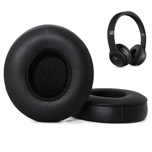 Solo 3 Wireless Earpads Replacement for Beats Solo2 Wired Headphone - Black | Fit for Beats Solo 3/Solo 2 Wireless/Wired A1796/B0534 Headphone, Dust Proof Protein Leather Cushions with Memory Foam Covers - color: Black