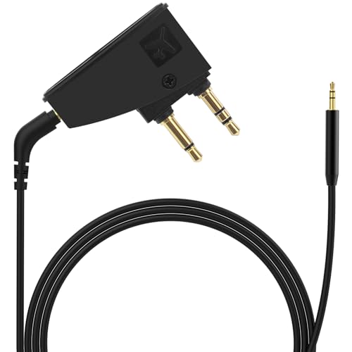 Airplane Headphone Adapter Comes with 2.5mm to 3.5mm Male Audio AUX Cable, Golden Plated 3.5mm Jack for Airplane/Home TV/Gym/Boats/Car, Foldable Single/Double Gold Plug