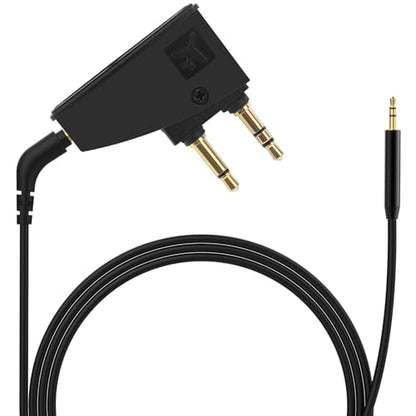 Airplane Headphone Adapter Comes with 2.5mm to 3.5mm Male Audio AUX Cable, Golden Plated 3.5mm Jack for Airplane/Home TV/Gym/Boats/Car, Foldable Single/Double Gold Plug
