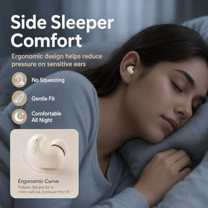 Micool Invisible Sleep Wireless Earphone, Ipx5 Waterproof Earbuds, Lightweight Sleep Headphones Bluetooth 5.3, Painless Sleeping Earphones for Sensitive Sleeper with Long Battery Life (Light Yellow) - color: light yellow
