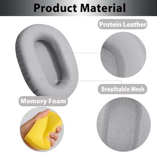 WH-CH710N Replacement Earpads Ear Cushions, Ear Pads for Sony WH-CH710N, WH-CH720N Headphones, Ear Cushions with Soft Protein Leather, Ear Comfort Memory Foam(Light Gray) | Softer Protein Leather & High-Density Memory Foam Earpads for Sony Headphones - co