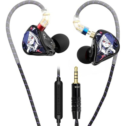 CVJ Vivian IEM Wired Gaming Earbuds, Deep Bass in Ear Monitor with Mic - color: Vivian Character, style: with Mic