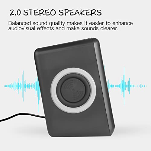 RECCAZR Computer Speakers with Surround Sound 2.0CH USB Wired Powered Multimedia Speaker for Desktop/TV/PC/Laptops/Smart Phone Built-in Four Loudspeaker Diaphragm (Gray) - color: Black & Gray
