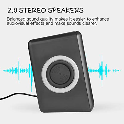 RECCAZR Computer Speakers with Surround Sound 2.0CH USB Wired Powered Multimedia Speaker for Desktop/TV/PC/Laptops/Smart Phone Built-in Four Loudspeaker Diaphragm (Gray) - color: Black & Gray