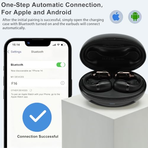 Open Ear Clip-On Earbuds, Bluetooth 5.4 Wireless Headphones IP65 Waterproof Lightweight 16H Playtime Touch Control Earphones Comfort Design for Small Ears&Glasses - color: Black
