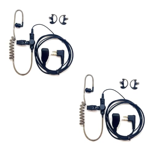 Covert Air Acoustic Tube Earpiece with Mic for Motorola 2 Way Radio, Surveillance Headset and PTT Compatible with Motorola Walkie Talkies BPR40/CP/CLS/DTR/PR/RDU/RMU Series (2 Packs-Black) - style: Motorola - 2 Packs(Black) - 2 Pin