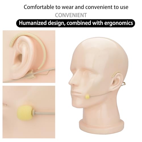 YXG Headworn Earset Over Ear Hanging Mic Beige Low Profile Light-Weight Microphone Compatible with Audio-Technica Wireless System Bodypack Transmitter, with Hirose 4 Pin Plug