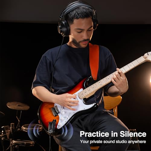 Guitar Headphone Amp, LEKATO Headphones Amplifier for Electric Guitar and Bass, Features 28 Drum Grooves, 14 Effects, 14 Amp Models, Built-in Bluetooth Streaming, OTG Recording, USB Rechargeable