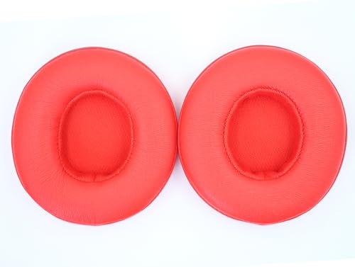 Headphone Replacement Ear Pad Cover Compatible with Beats by Dre Solo3 Solo2 Wired Wireless Headphones Protein Leather Memory Foam Headphone Cushion Ear Muffs-Orange red - color: Orange Red