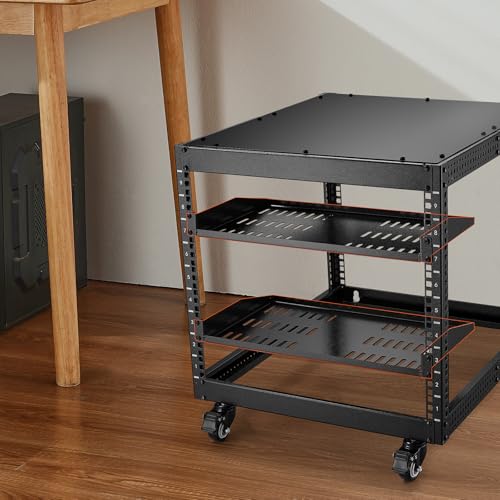 VEVOR 2PCS 1U Server Rack Shelf, Universal Vented Rack Mount Cantilever Tray for 19 inch Network Equipment Rack & Cabinet, 10" Deep Rack Mount Shelf, Weight Capacity 50 lbs Wall Mount Rack Shelf - size: 1U-2PCS