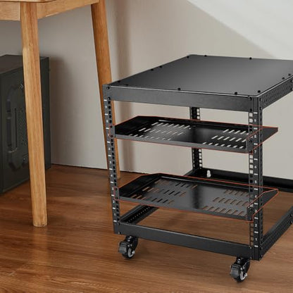VEVOR 2PCS 1U Server Rack Shelf, Universal Vented Rack Mount Cantilever Tray for 19 inch Network Equipment Rack & Cabinet, 10" Deep Rack Mount Shelf, Weight Capacity 50 lbs Wall Mount Rack Shelf - size: 1U-2PCS