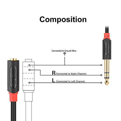 J&D 3.5mm to 1/4 Headphone Adapter Cable, Gold Plated Audiowave Series 3.5mm 1/8 inch Female TRS to 6.35mm 1/4 inch Male TRS Stereo Audio Cable for Mixer Guitar Piano Amplifier Speaker, 3FT - size: 3 Feet