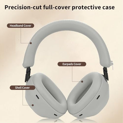 for Sony WH-1000XM6 Case Cover, 3 Sets Silicone Sweat Cover, KONXISA Eeadphones Protective Case for WH-1000XM6 Earpad/Ear/Headband Shell Protector, Washable Sweatproof, Platinum Silver - color: Platinum Silver
