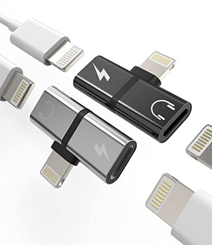 Headphone Adapter for Iphone(2pack)Adaptador para Splitter Audio and Charge Charger Dual Lightning Earphone 2 in 1 Dongle Jack Earbud Cable Compatible with Phone 13 12 11 Pro Max XS SE 7 X 8plus