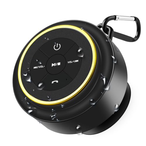 Bluetooth Shower Speaker, Portable Waterproof Speakers with Suction Cup, Wireless Outdoor Speaker for Pool, Camping, Beach, Hiking, Kayaking, Great Gift for Men, Women