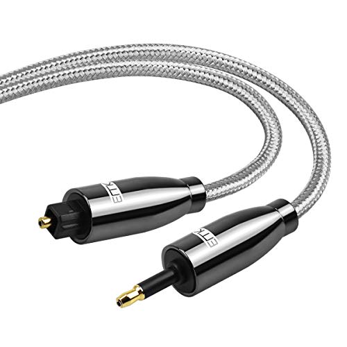 EMK Optical Audio Cable, Toslink Optical to Mini Toslink Optical Cable with Braided Jacket for Home Theater, Sound Bar, TV, PS4, Xbox, PlayStation(9.8ft/3m) - size: 9.8ft/3m