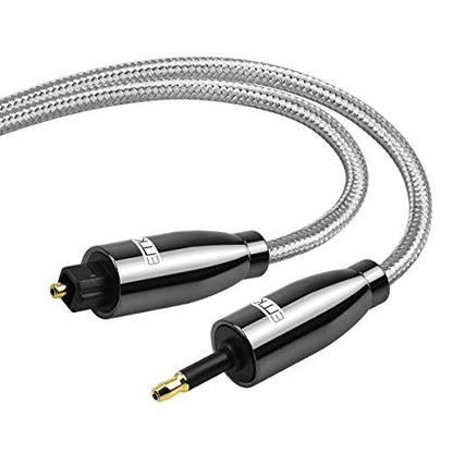 EMK Optical Audio Cable, Toslink Optical to Mini Toslink Optical Cable with Braided Jacket for Home Theater, Sound Bar, TV, PS4, Xbox, PlayStation(9.8ft/3m) - size: 9.8ft/3m