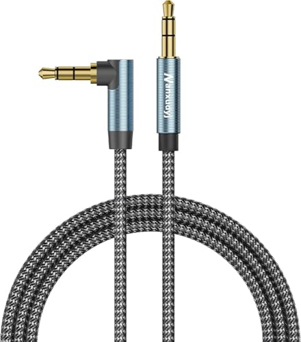 3.5mm 오디오 케이블 3m(10피트), 스테레오 Aux 3.5MM ~ 3.5MM 코드 90도 AUX 케이블 Aux 3.5m 수-수 직각 TRS 케이블 헤드폰, 태블릿, 스피커, 24K 금 도금 - size: 10ft/3M