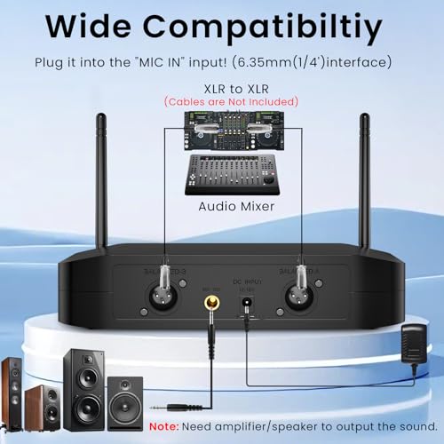Gritto 4-Channel Wireless Microphone System,Fixed Frequency Metal Cordless Mic,300FT Range, Dynamic Handheld Mics with Stable Signal Transmission for Karaoke Singing Party Church Wedding DJ