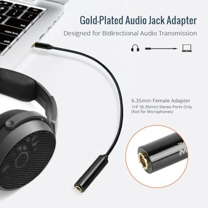 Tecmojo 1/4 to 3.5mm Adapter, 3.5mm 1/8 inch Male to 6.35mm 1/4 inch Female Stereo Audio Adapter for Headphones, Speaker, Guitar, Keyboard Piano, Home Theater Devices, Black