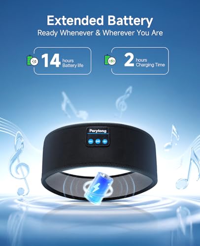 Perytong Sleep Headphones Wireless, Bluetooth Sports Headband Headphones with Ultra-Thin HD Stereo Speakers Perfect for Sleeping,Workout,Jogging,Yoga,Insomnia, Air Travel, Meditation (Black) - color: Black