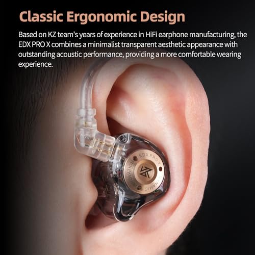KZ EDX Pro X in Ear Monitor Headphones, HiFi Stereo IEM, Dynamic Driver Earphones with Detachable Cable, Deep Bass Noise Isolating Earbuds for Singers Musicians Drummers Audiophile (Classic, Grey) - color: Grey, style: Classic